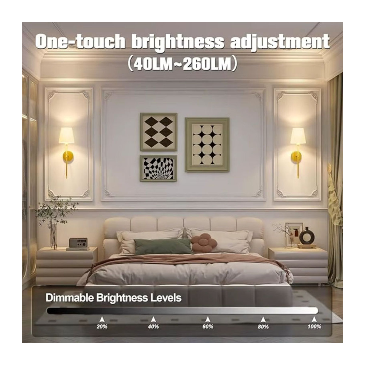 ASCELINA 2er-Pack Moderne LED Wandleuchten in Gold, batteriebetrieben und kabellos mit Fernbedienung und RGB-Farbmodi - Bild 4