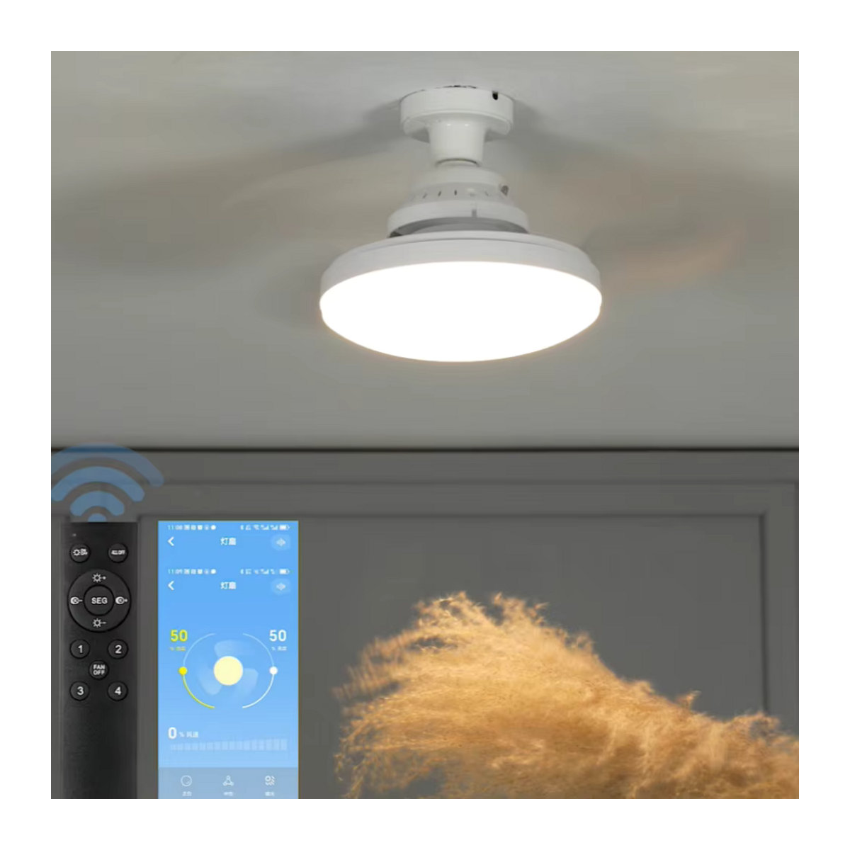 ASCELINA LED Deckenventilator mit Fernbedienung und App-Steuerung, 48W, Weiß, Modern, E27 Fassung, Dimmbar - Bild 2