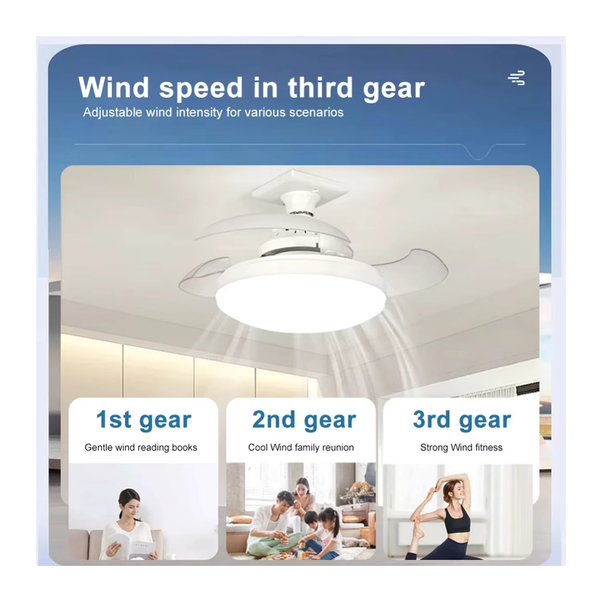 ASCELINA LED Deckenventilator mit Fernbedienung und App-Steuerung, 48W, Weiß, Modern, E27 Fassung, Dimmbar - Bild 3