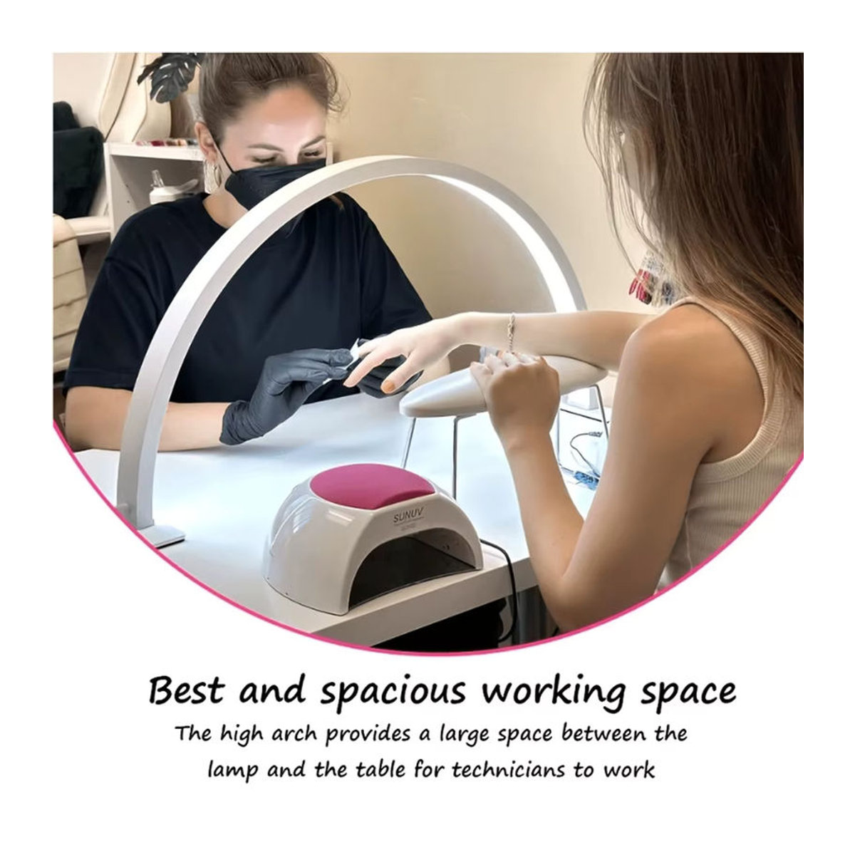 ASCELINA LED Halbmond Nagel Lampe in Weiß mit USB-Anschluss für Nagelstudio und Desktop-Arbeitslicht, Durchmesser: 66 cm - Bild 5