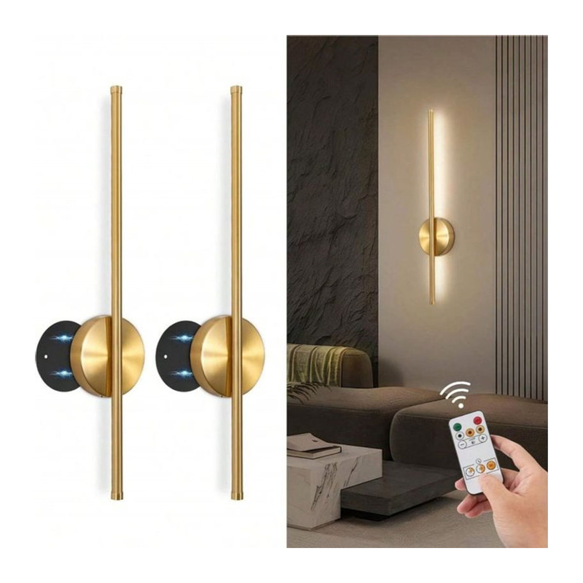 ASCELINA LED Wandleuchte Schwarzgold mit 50 W, magnetisch und wiederaufladbar, minimalistisches Design - Bild 1