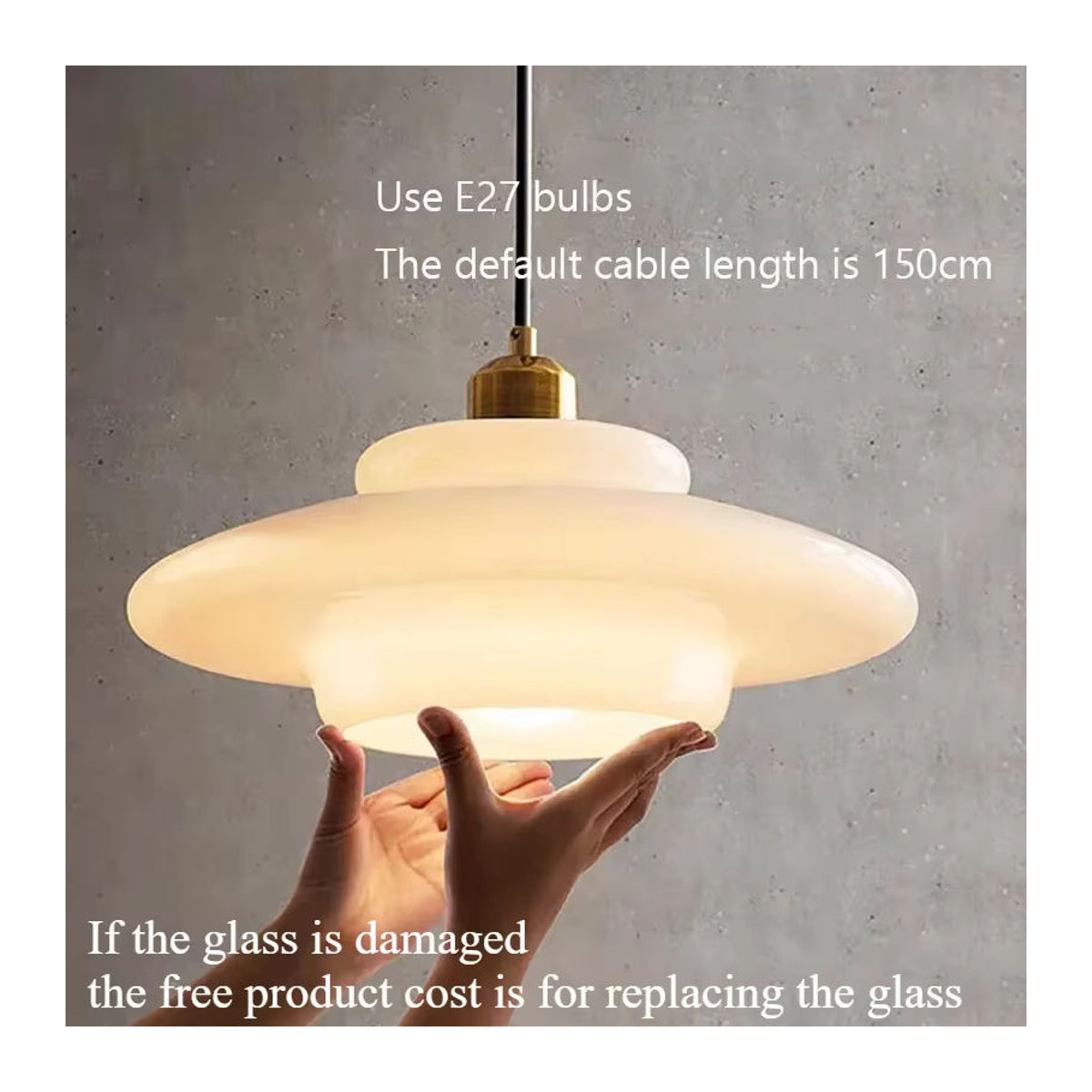 ASCELINA Pendelleuchte Nordic Design aus Glas in Beige und Weiß für Küche und Esszimmer mit E27 Fassung - Bild 4