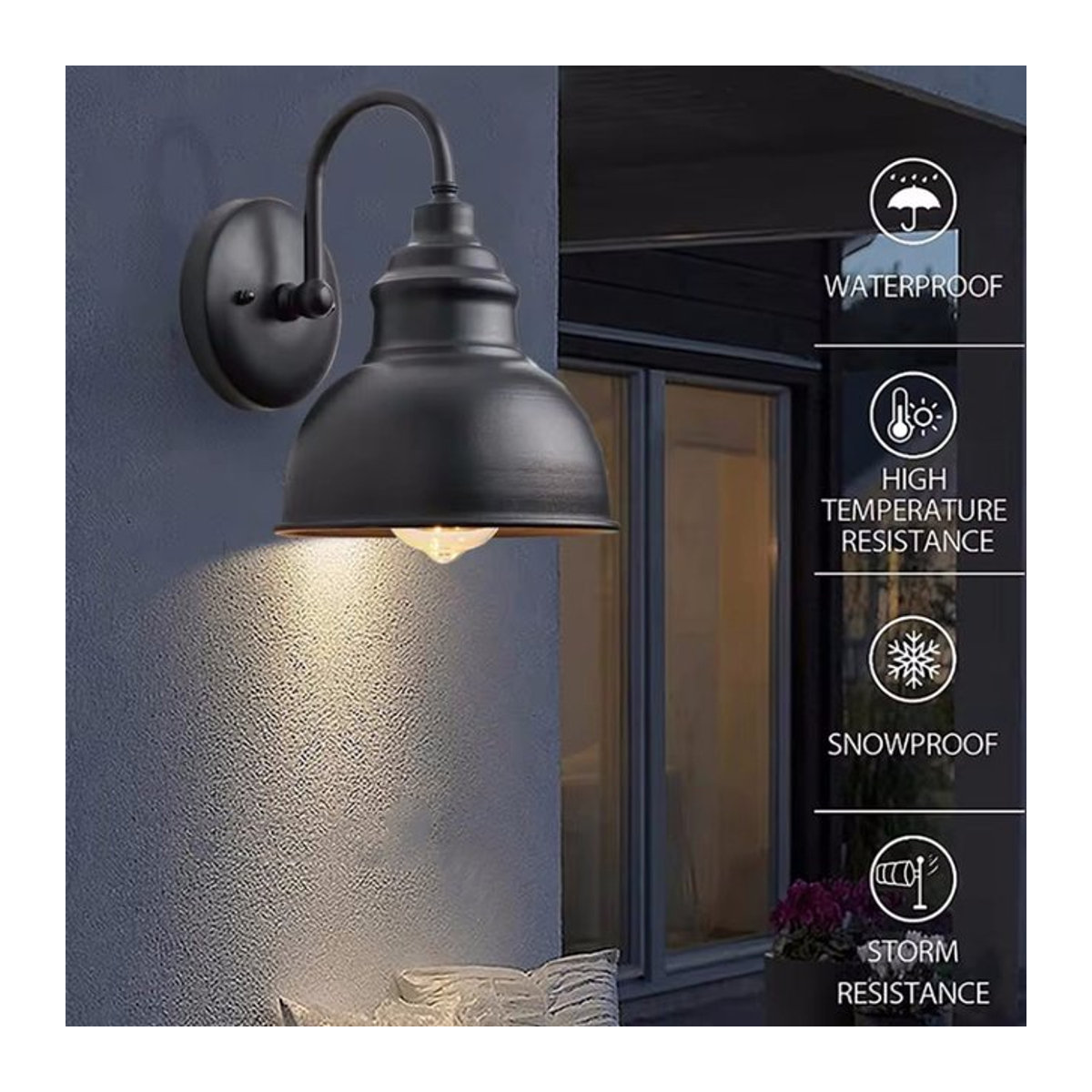 ASCELINA Retro Wandleuchte Villages in Schwarz aus Metall im industriellen Design für den Außenbereich - Bild 1
