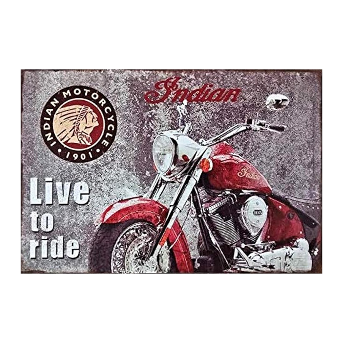 AshBro Vintage Blechschild Live To Ride Mehrfarbiges Metallschild im Querformat zur Wandmontage - Bild 1