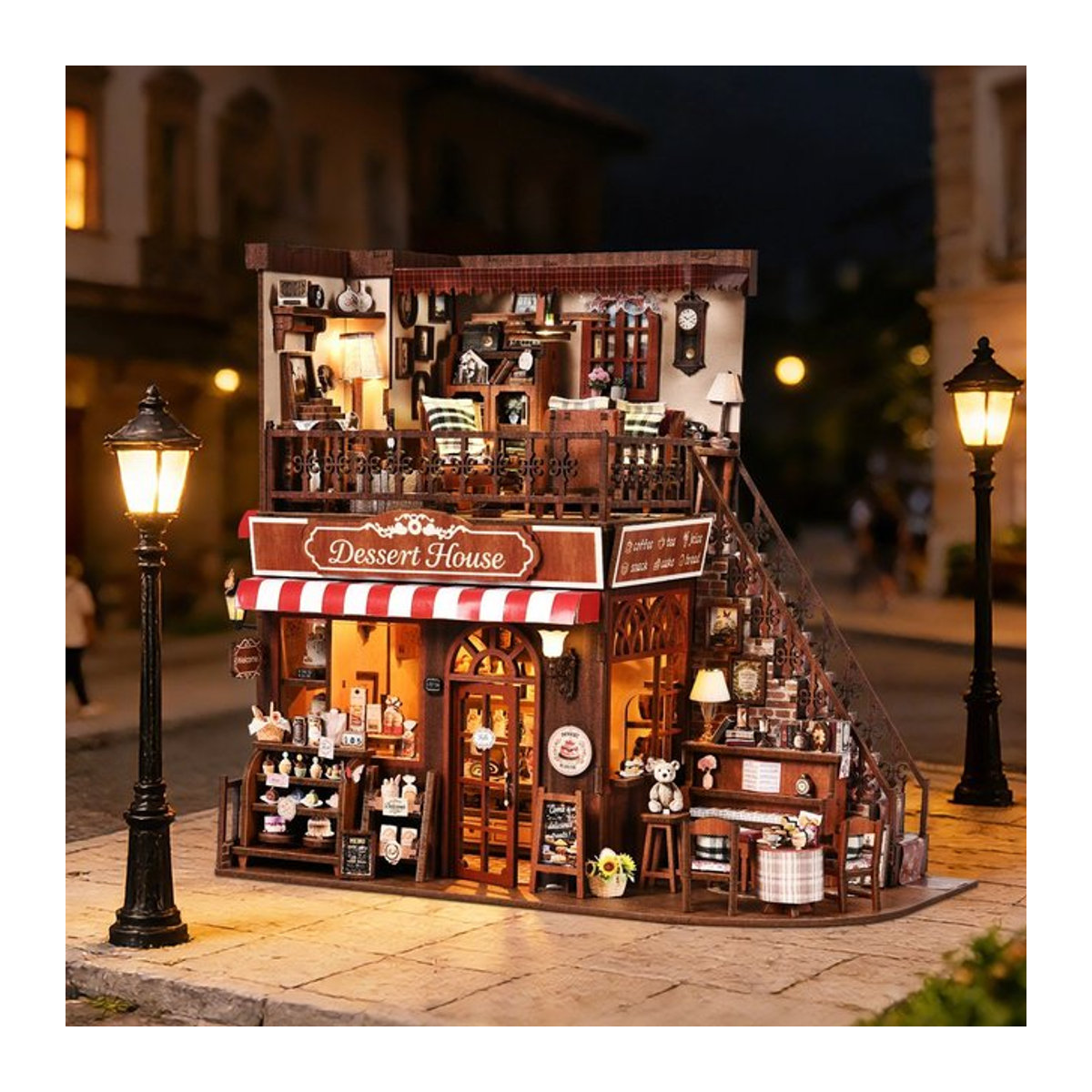 ASLOWSNAIL 3D DIY Holzpuzzle Buchecke Kit – Handgefertigtes Bücherregal Puppenhaus Modell als Buchstütze in Braun für deine Heimdekoration - Bild 1