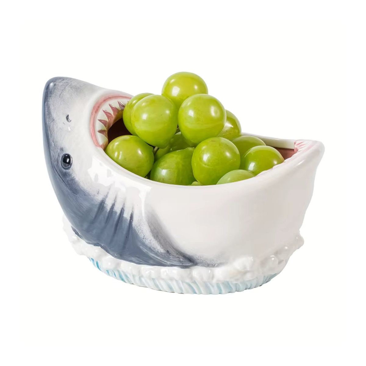 Ästhetische Keramikschale in Hai-Design in Weiß für Küchendekoration und als Salatschüssel oder Süßigkeitenschale - Bild 2
