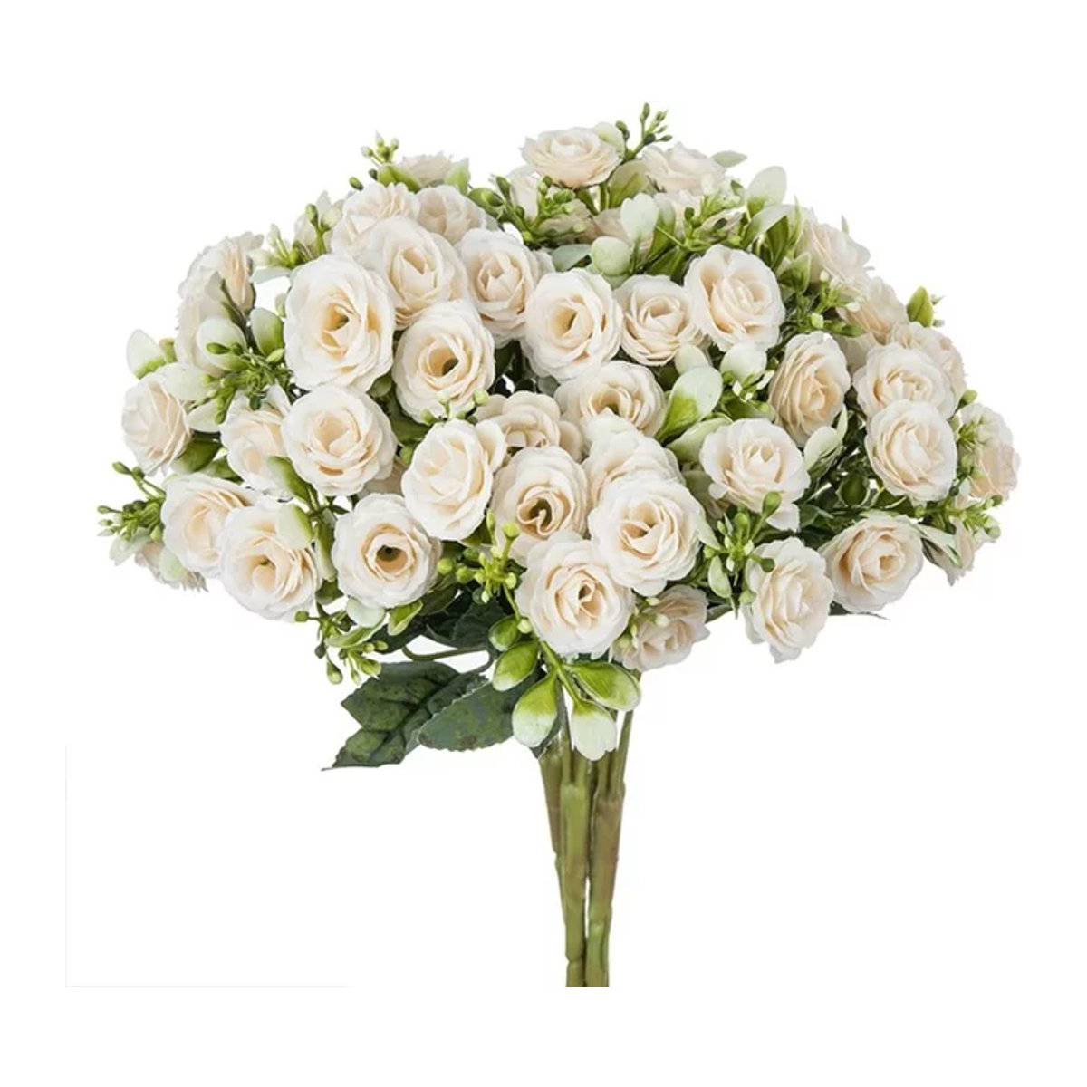 Ästhetischer künstlicher Rosenstrauß aus Textil in Weiß und Creme für Hochzeit und Dekoration - Bild 1