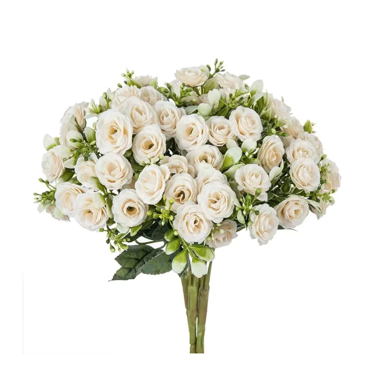 Ästhetischer künstlicher Rosenstrauß aus Textil in Weiß und Creme für Hochzeit und Dekoration - Bild 3