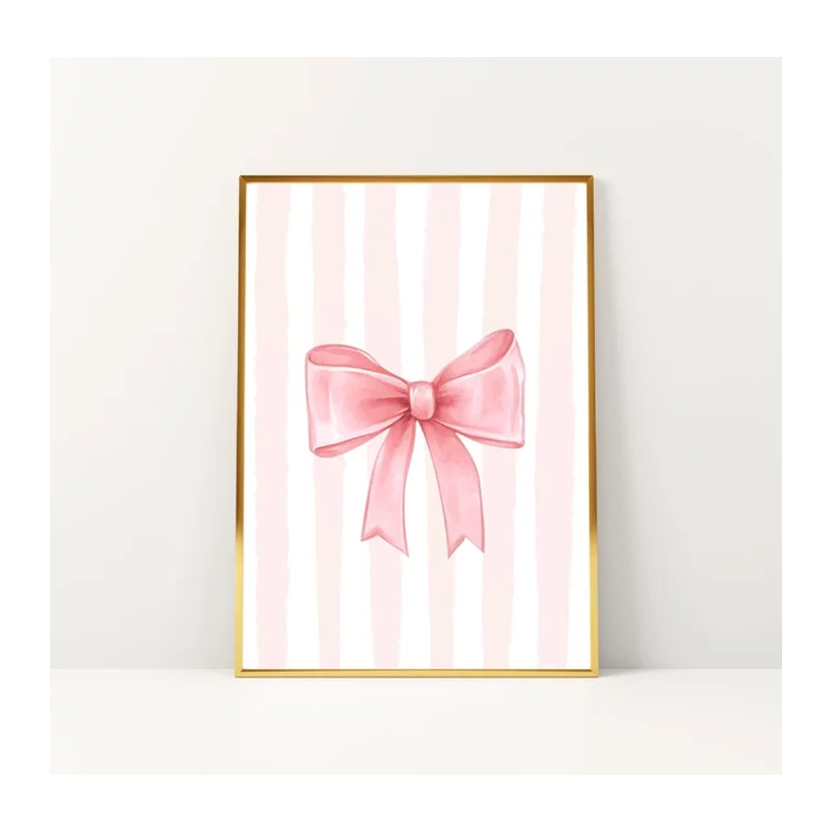 Ästhetisches Wandkunst-Poster mit rosa Schleife als Leinwanddruck im französischen Pastell-Stil für dein modernes Kinderzimmer oder Wohnzimmer - Bild 1