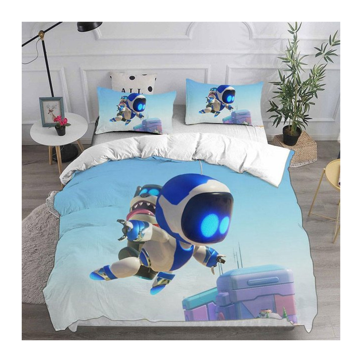 ASTRO BOT Bettwäscheset von JMG Household Supplies in Blau, 2-3-teiliges Set mit Bettbezug und Kissenbezug für Kinder und Erwachsene, Queen Size B/H: 228 x 228 cm - Bild 1