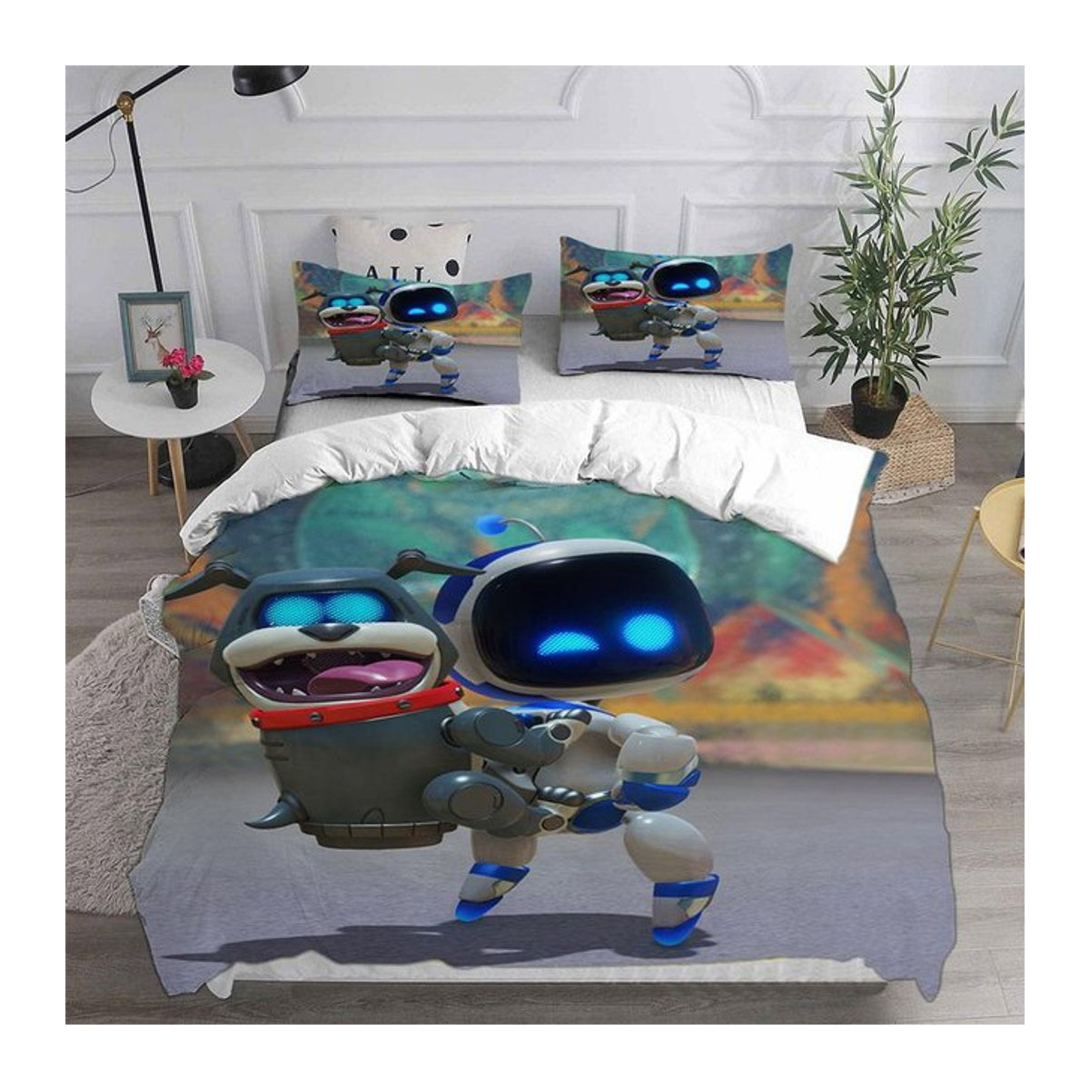 ASTRO BOT Bettwäscheset von JMG Household Supplies, mehrfarbig, 2-3-teiliges Set mit Bettbezug und Kissenbezug für Kinder und Erwachsene, US Queen, Breite: 228 cm, Höhe: 228 cm - Bild 1