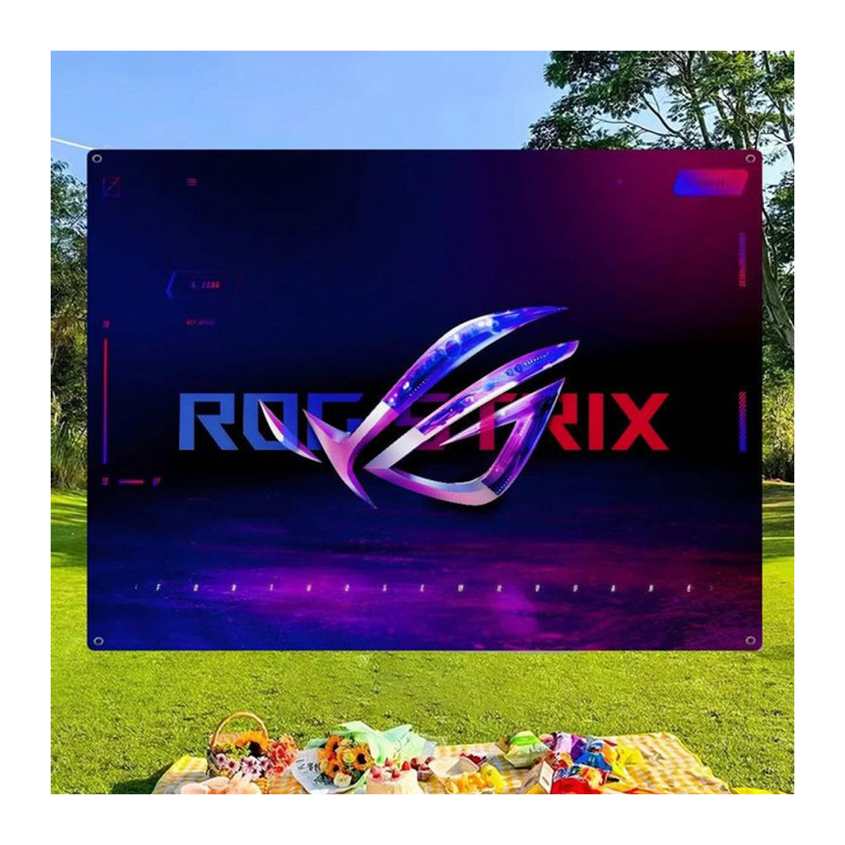 ASUS ROG Logo Werbefahne aus Textil für Partys und kommerzielle Werbung, mehrfarbig, rechteckig - Bild 1