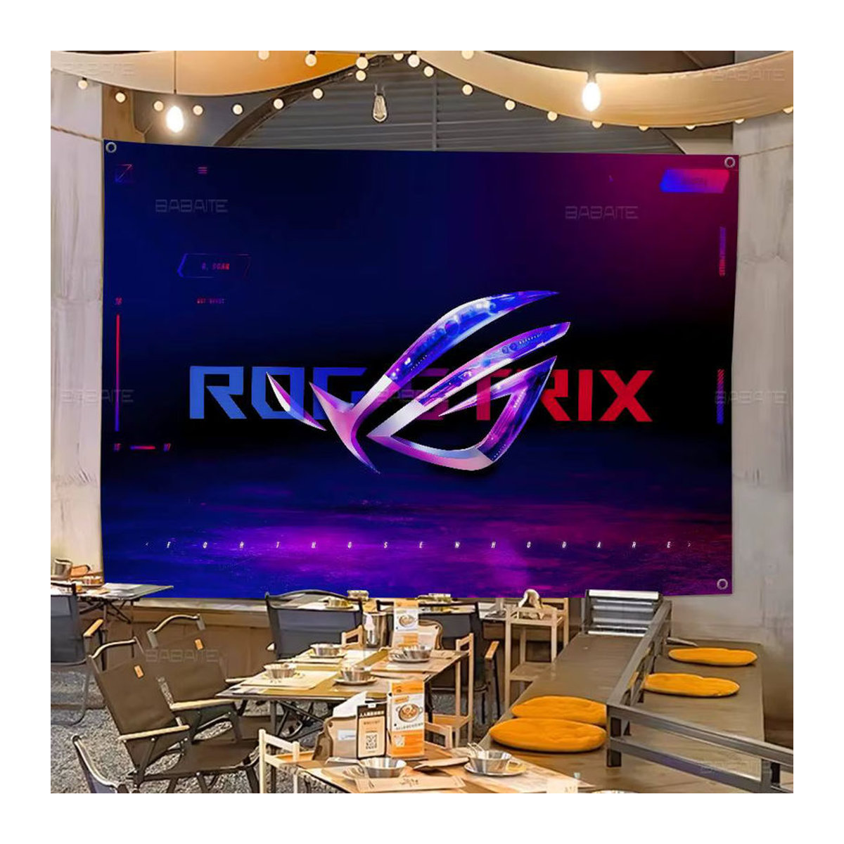 ASUS ROG Logo Werbefahne aus Textil für Partys und kommerzielle Werbung, mehrfarbig, rechteckig - Bild 2