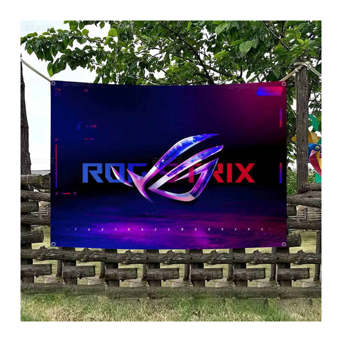 ASUS ROG Logo Werbefahne aus Textil für Partys und kommerzielle Werbung, mehrfarbig, rechteckig - Bild 3