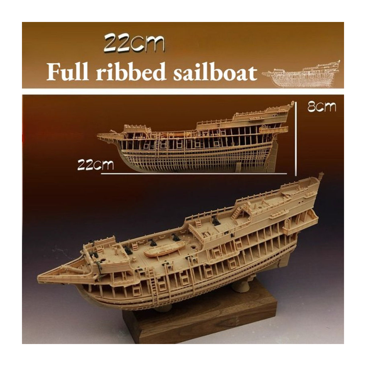 AT 99 MODEL Segelboot Modell Kit 1/200 mit innerer Rippenstruktur aus Kunstharz in Beige - Bild 1