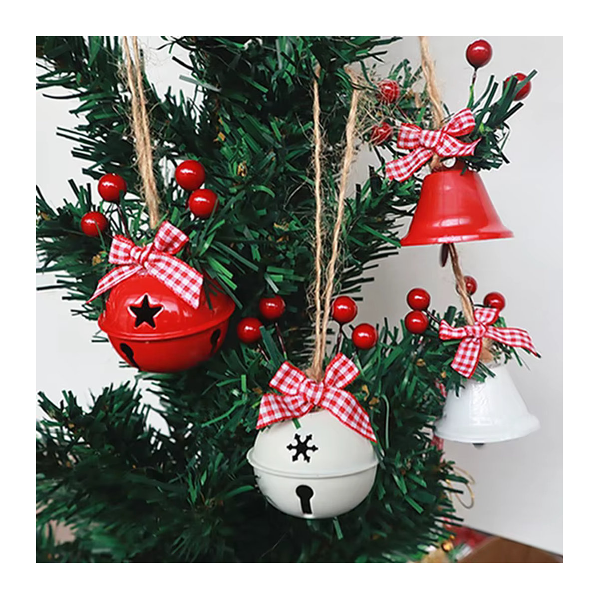Ataozhekou Weihnachtsglocken-Hängeornament aus Metall in mehrfarbigem rustikalem Design - Bild 2