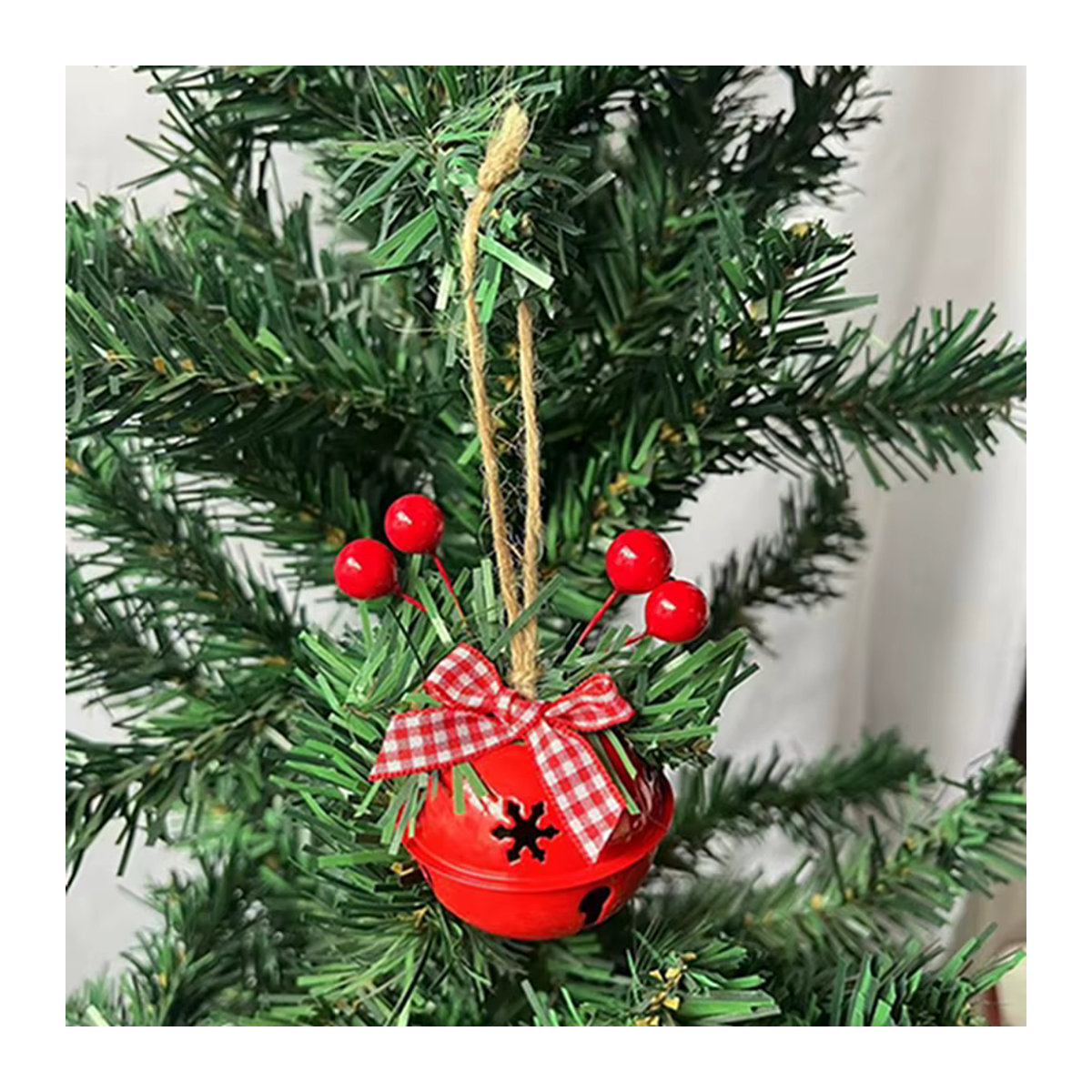 Ataozhekou Weihnachtsglocken-Hängeornament aus Metall in mehrfarbigem rustikalem Design - Bild 4