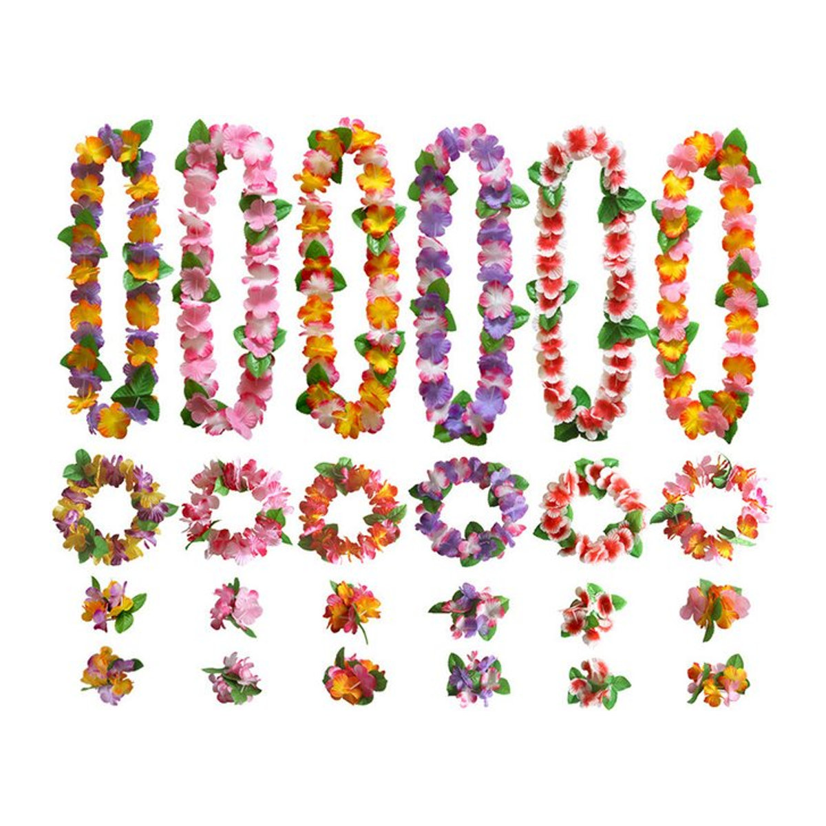 Atceawit 4er Set Hawaii Leis Girlanden künstliche Blumenhalsketten mehrfarbig für Strandpartys und DIY-Dekoration - Bild 1