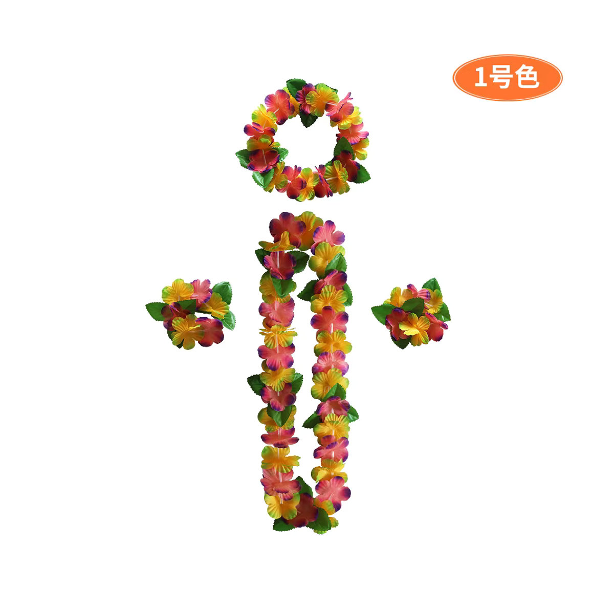 Atceawit 4er Set Hawaii Leis Girlanden künstliche Blumenhalsketten mehrfarbig für Strandpartys und DIY-Dekoration - Bild 3