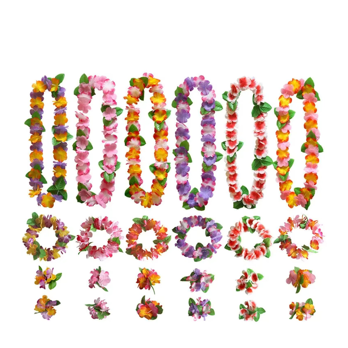 Atceawit 4er Set Hawaii Leis Girlanden künstliche Blumenhalsketten mehrfarbig für Strandpartys und DIY-Dekoration - Bild 4