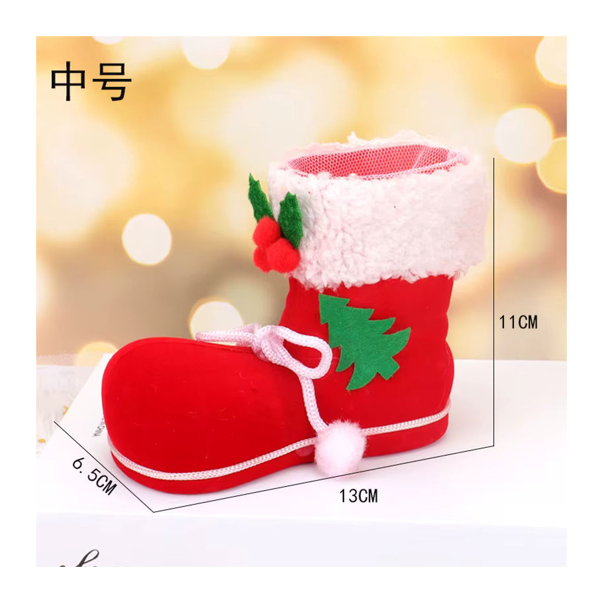 Atceawit Weihnachts-Stiefel als beflockter Stifthalter und Süßigkeiten-Tasche in Rot für Kinder - Bild 3
