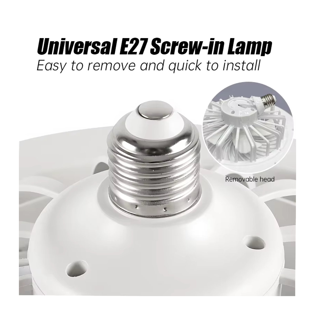 ATcomm 2-in-1 Deckenventilator mit LED-Lampe und Fernbedienung, Weiß, E27 Fassung, minimalistisches Design - Bild 2