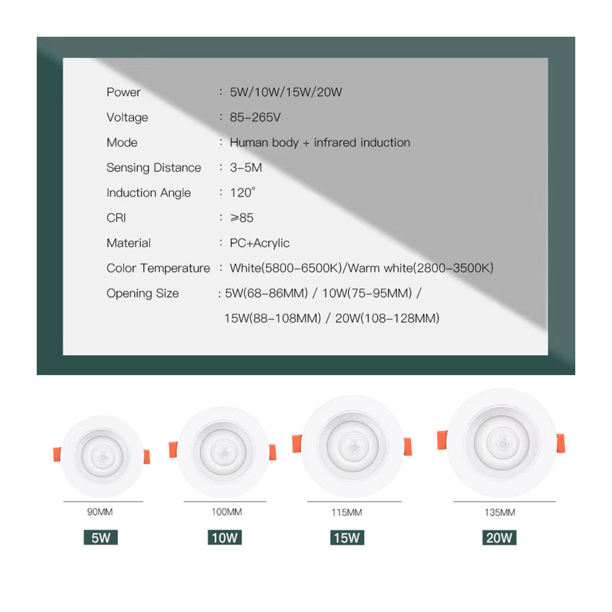 ATcomm LED Einbaustrahler mit Bewegungssensor in Weiß für Smart Home Anwendungen - Bild 4