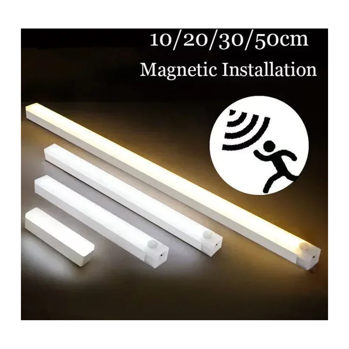 ATcomm LED Möbelbeleuchtung mit Bewegungssensor, USB aufladbare magnetische Schranklampe in Weiß - Bild 1