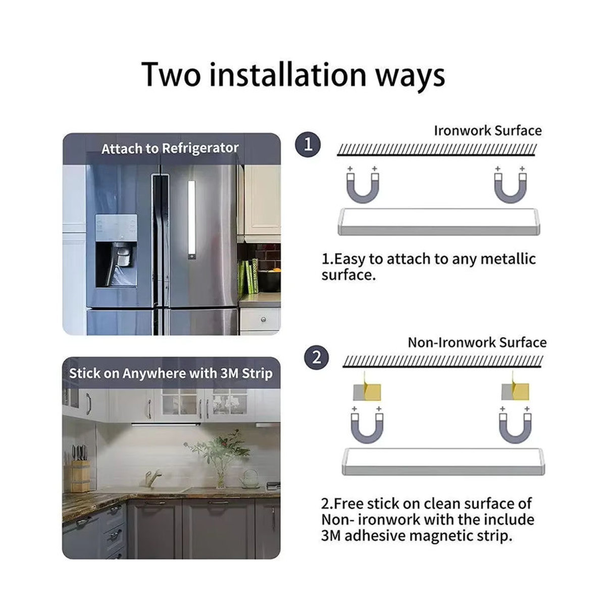 ATcomm LED Möbelbeleuchtung mit Bewegungssensor, USB aufladbare magnetische Schranklampe in Weiß - Bild 6