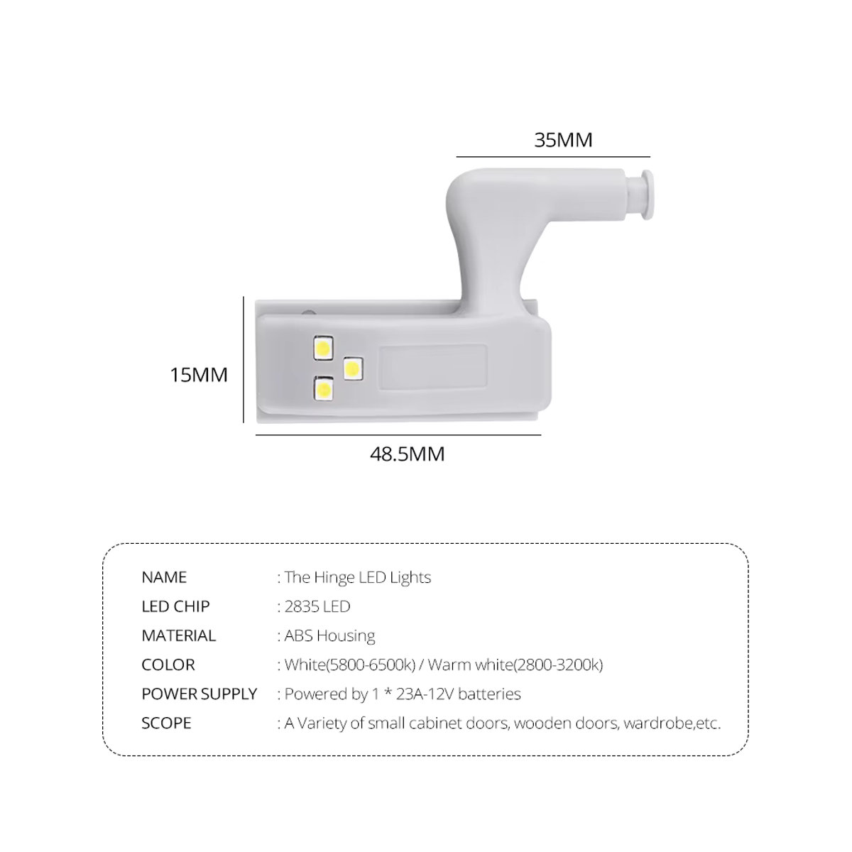 ATcomm LED Möbelbeleuchtung Schranklampe mit Sensor in Weiß und Kaltweiß, 10er Pack - Bild 3