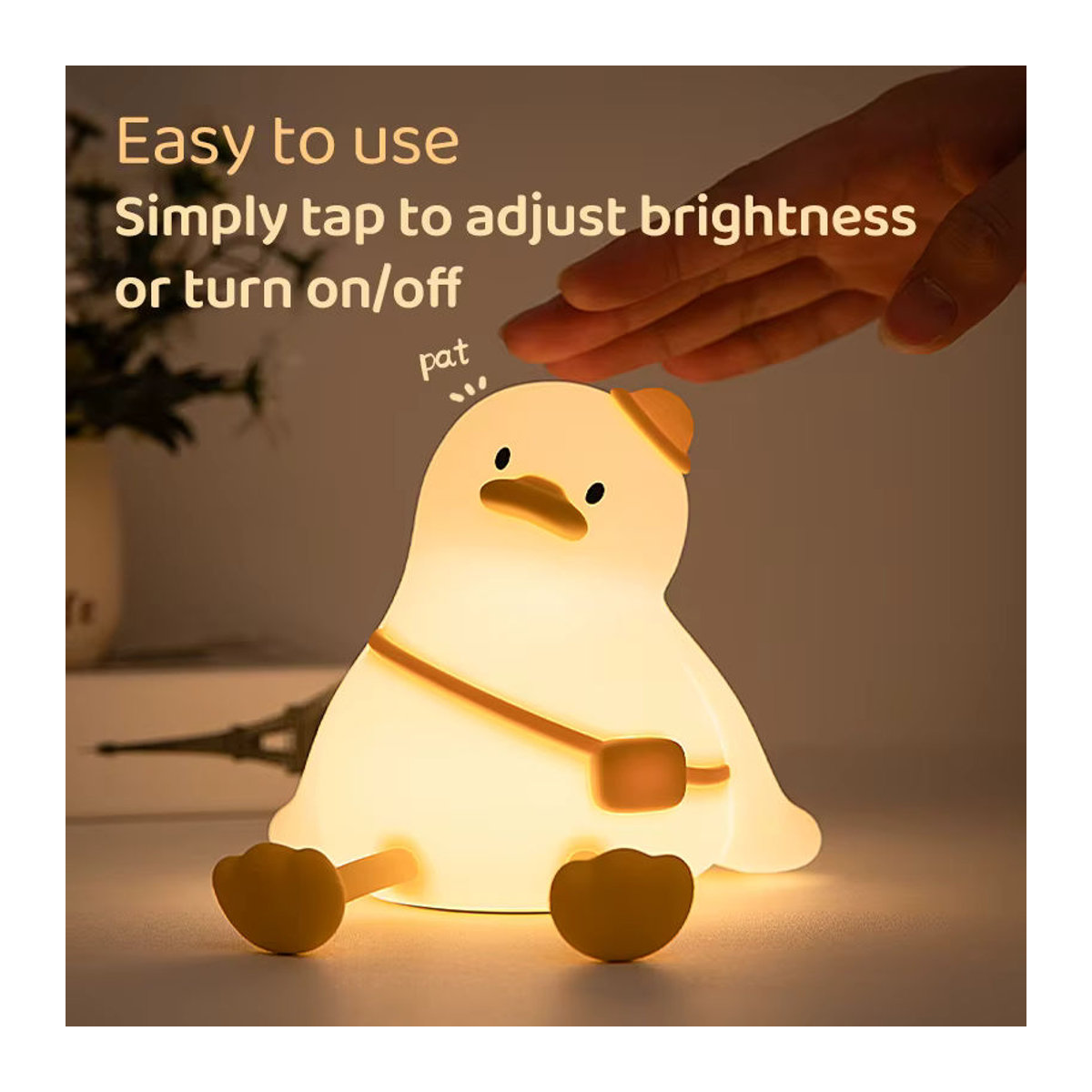 ATcomm LED Nachtlicht Nette Ente aus Silikon mit Touch Sensor und Timer, Gelb - Bild 2