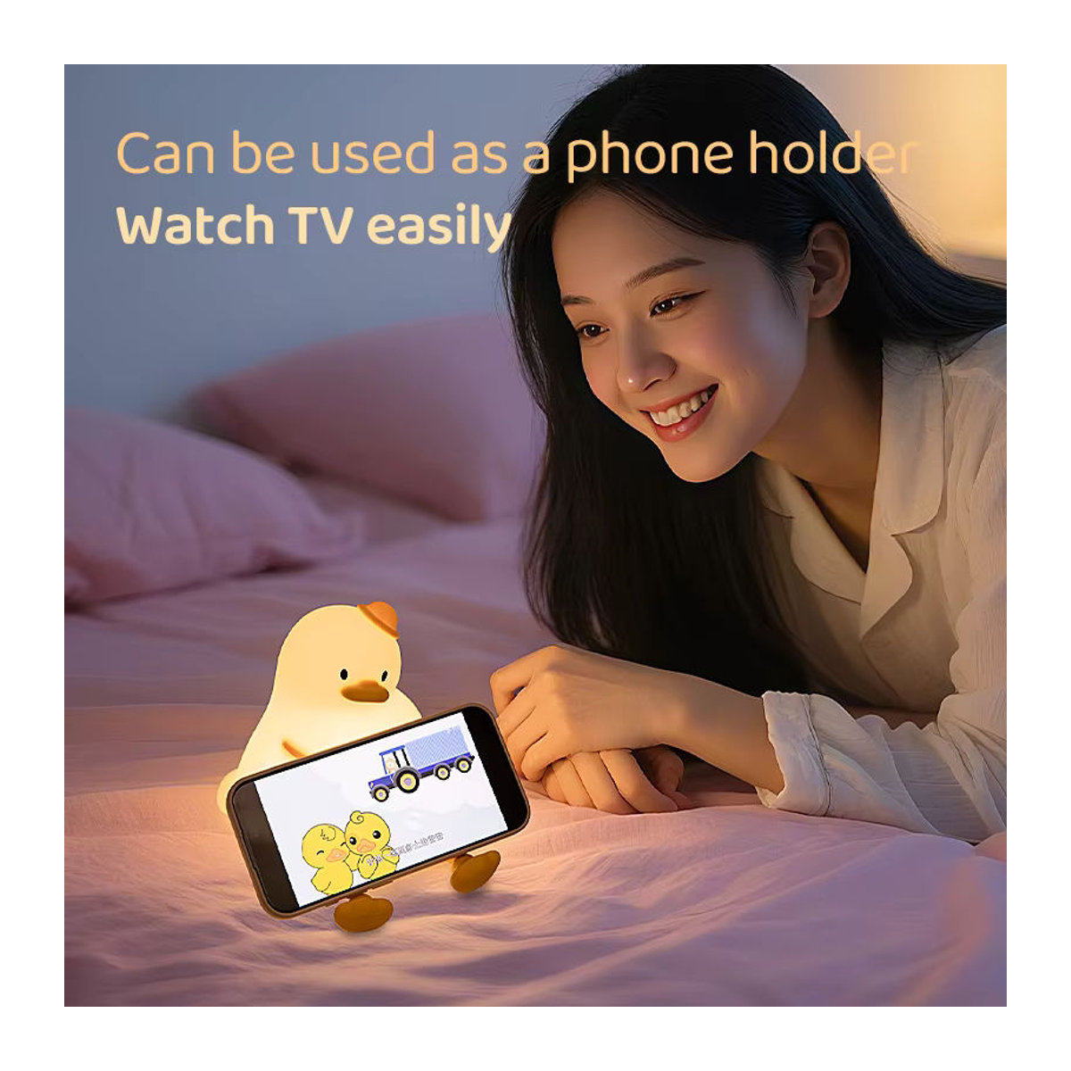 ATcomm LED Nachtlicht Nette Ente aus Silikon mit Touch Sensor und Timer, Gelb - Bild 4