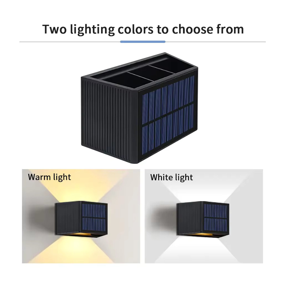 ATcomm LED Solar Wandleuchte in Schwarz, minimalistisches Design aus Kunststoff, wasserdichte Außenleuchte für Garten und Veranda mit Up-and-Down-Lichtfunktion - Bild 5