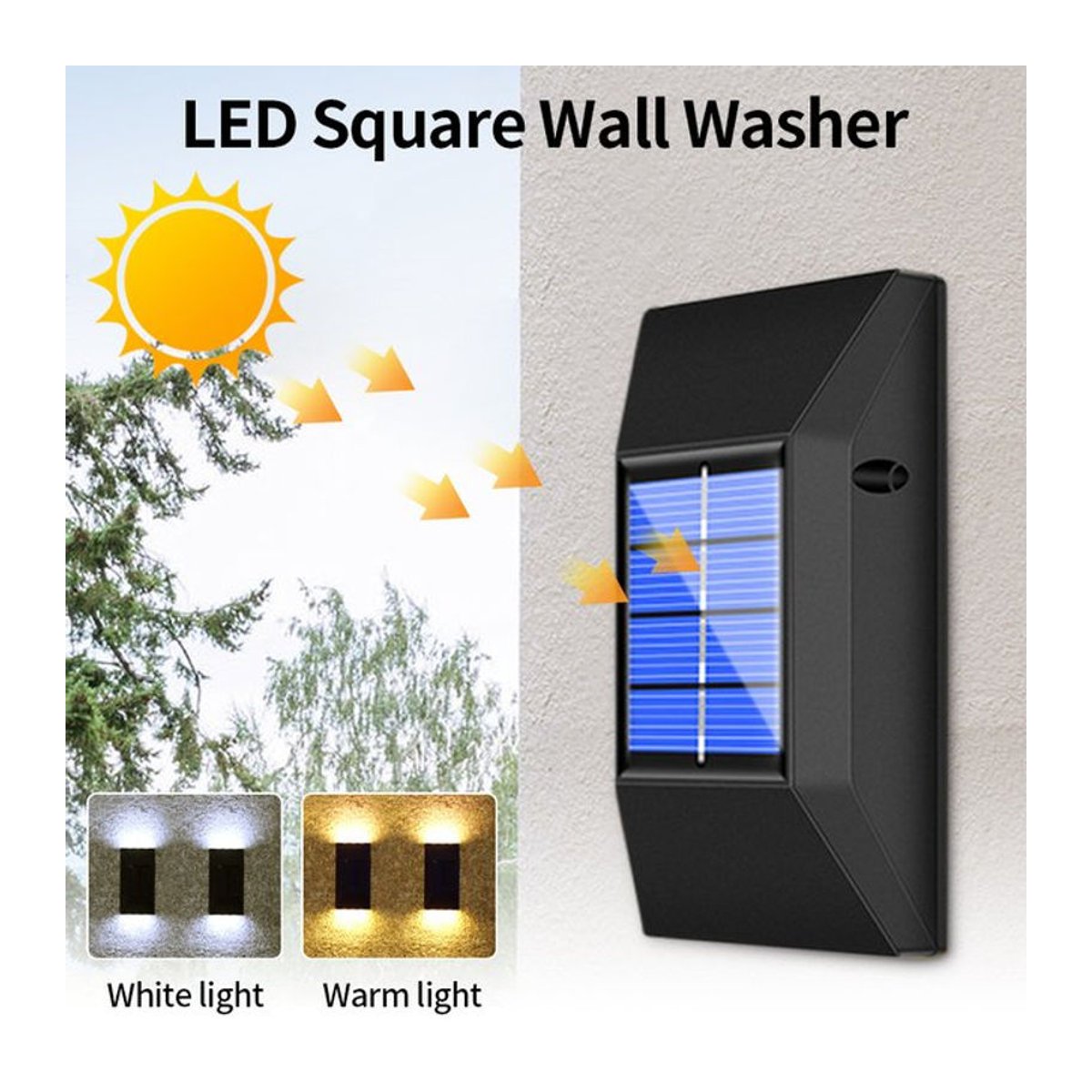 ATcomm LED Solar Wandleuchte Modern Schwarz Up und Down Spot Outdoor Wasserdicht - Bild 1