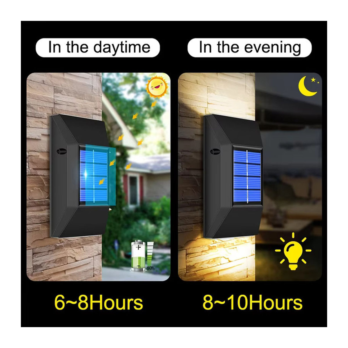 ATcomm LED Solar Wandleuchte Modern Schwarz Up und Down Spot Outdoor Wasserdicht - Bild 3