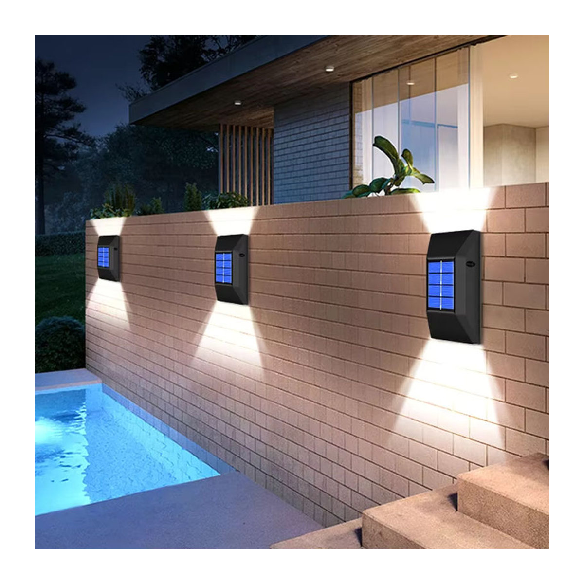 ATcomm LED Solar Wandleuchte Modern Schwarz Up und Down Spot Outdoor Wasserdicht - Bild 4