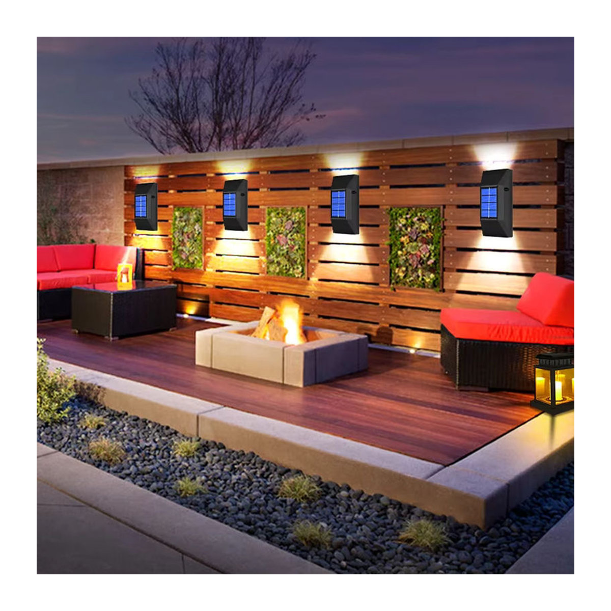ATcomm LED Solar Wandleuchte Modern Schwarz Up und Down Spot Outdoor Wasserdicht - Bild 5
