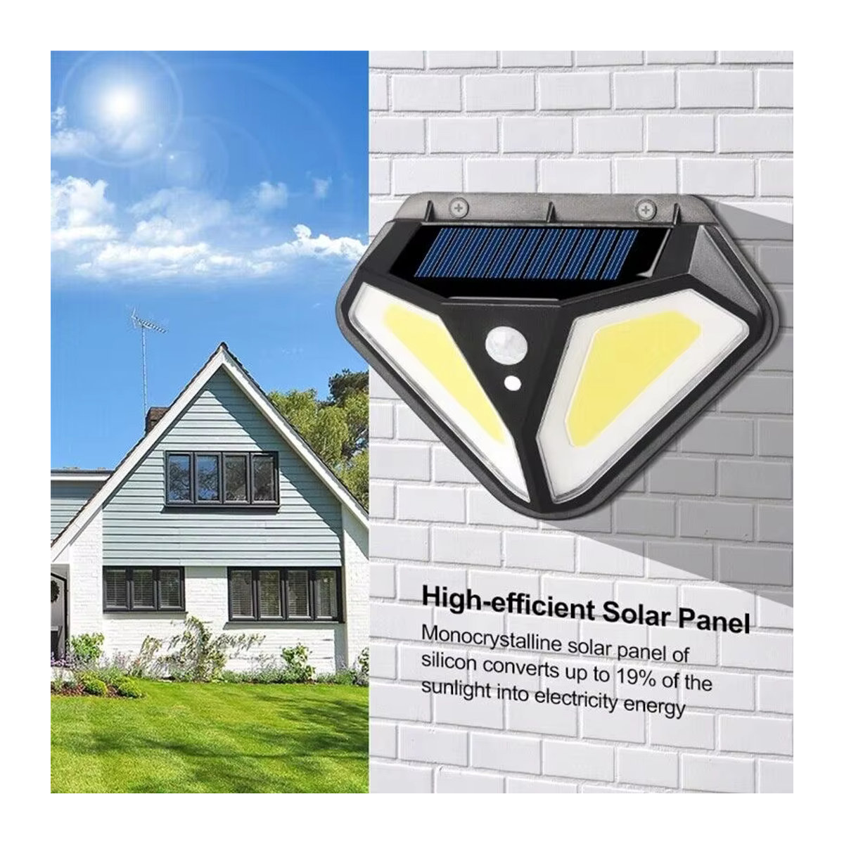 ATcomm LED Solar Wandleuchte Schwarz Modern mit Bewegungssensor und 3 Modi wasserdicht - Bild 3