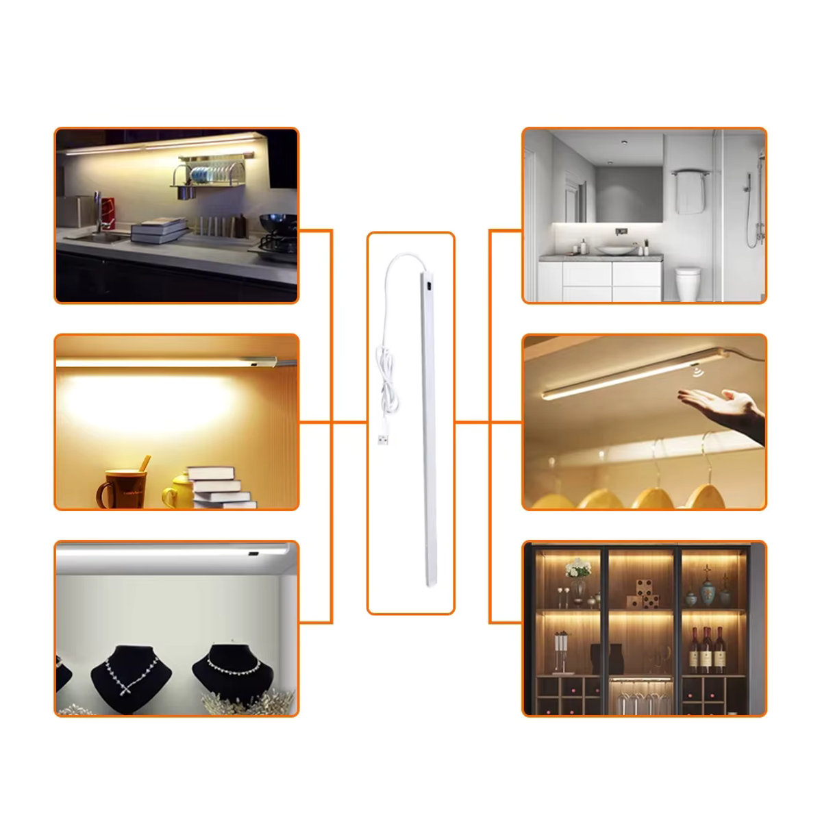 ATcomm LED Unterbauleuchte mit Hand-Sweep-Sensor und 3 Farbmodi, Silber, Länge: 50 cm - Bild 4