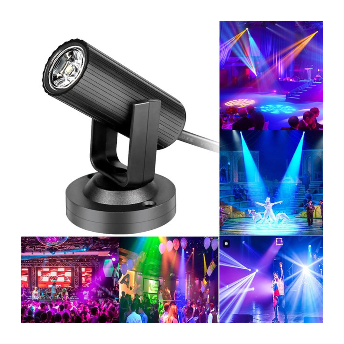 ATcomm RGB LED Mini DJ Disco Licht Party Strahler in Schwarz und Bunt - Bild 1