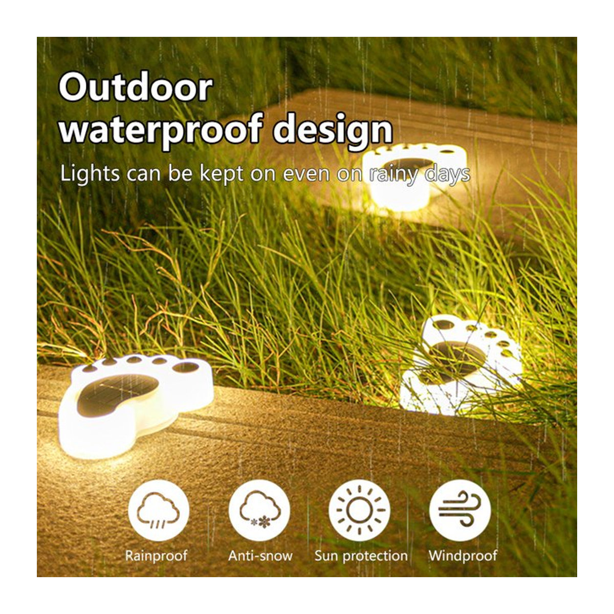 ATcomm Solarleuchte LED Outdoor Gartenleuchte IP65 wasserdicht in Weiß - Bild 1