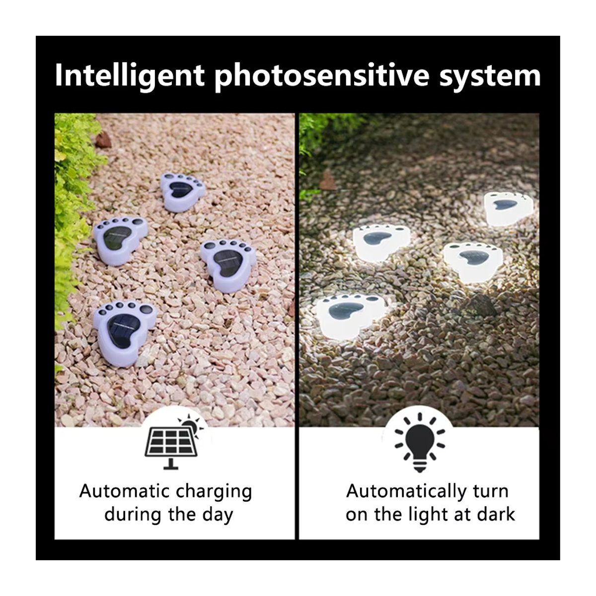 ATcomm Solarleuchte LED Outdoor Gartenleuchte IP65 wasserdicht in Weiß - Bild 5