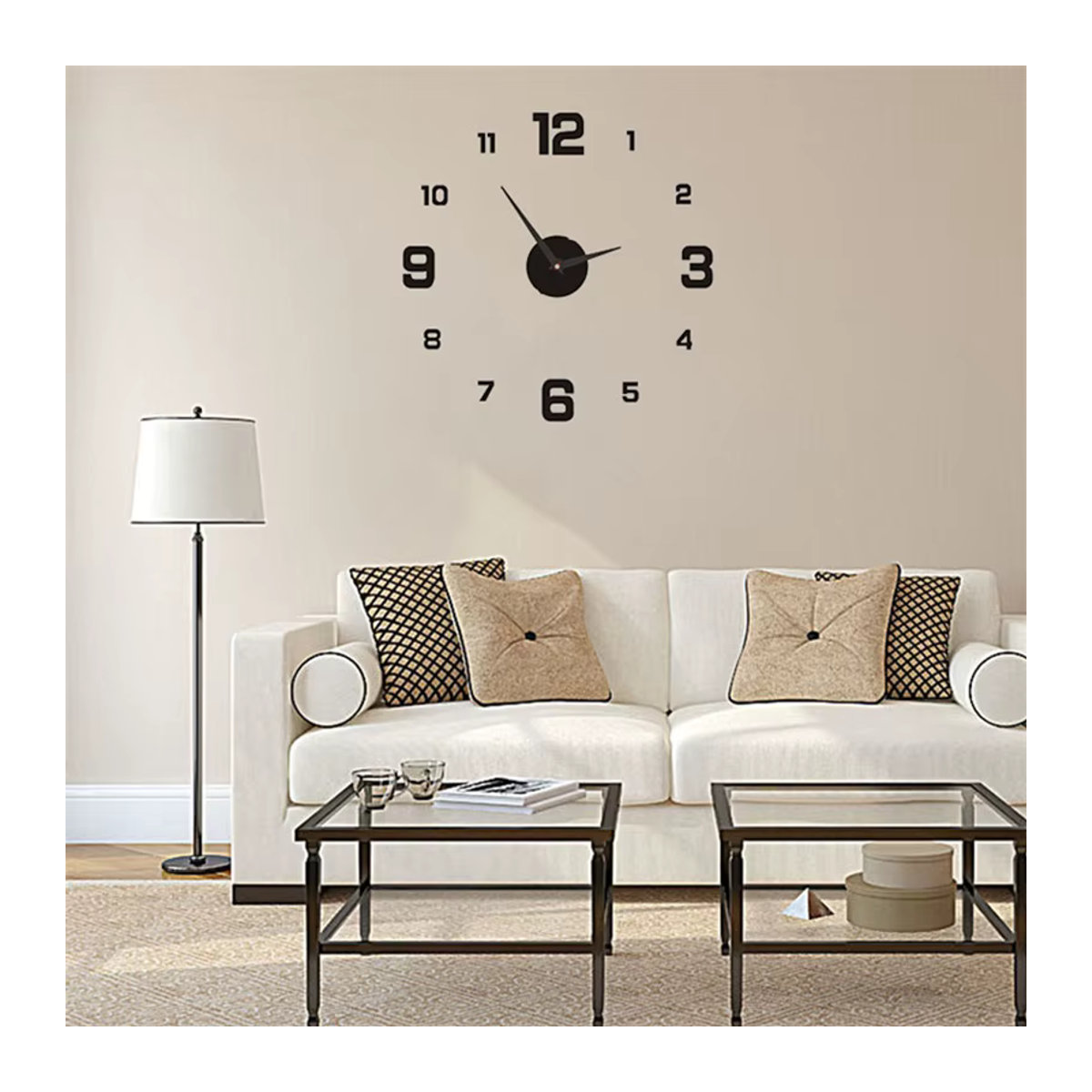 ATEND Wanduhr Analog in Schwarz mit 3D-Zahlen und geräuschlosem Design für Wohnzimmer, Schlafzimmer oder Büro - Bild 2