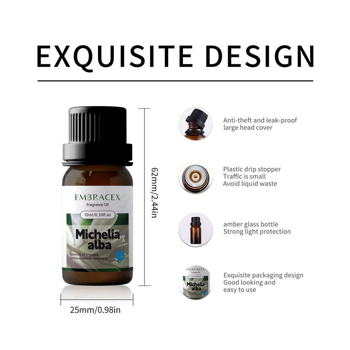 Ätherisches Öl Michelia Alba von EMBRACEX, natürliches floraler Duft für die Aromatherapie, 10 ml - Bild 2