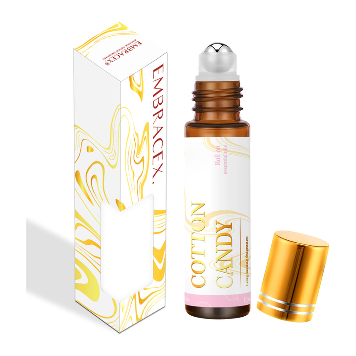 Ätherisches Öl Zuckerwatte Duft für Auto und Aromatherapie, 10 ml Roll-On mit Glasflasche in Braun - Bild 1