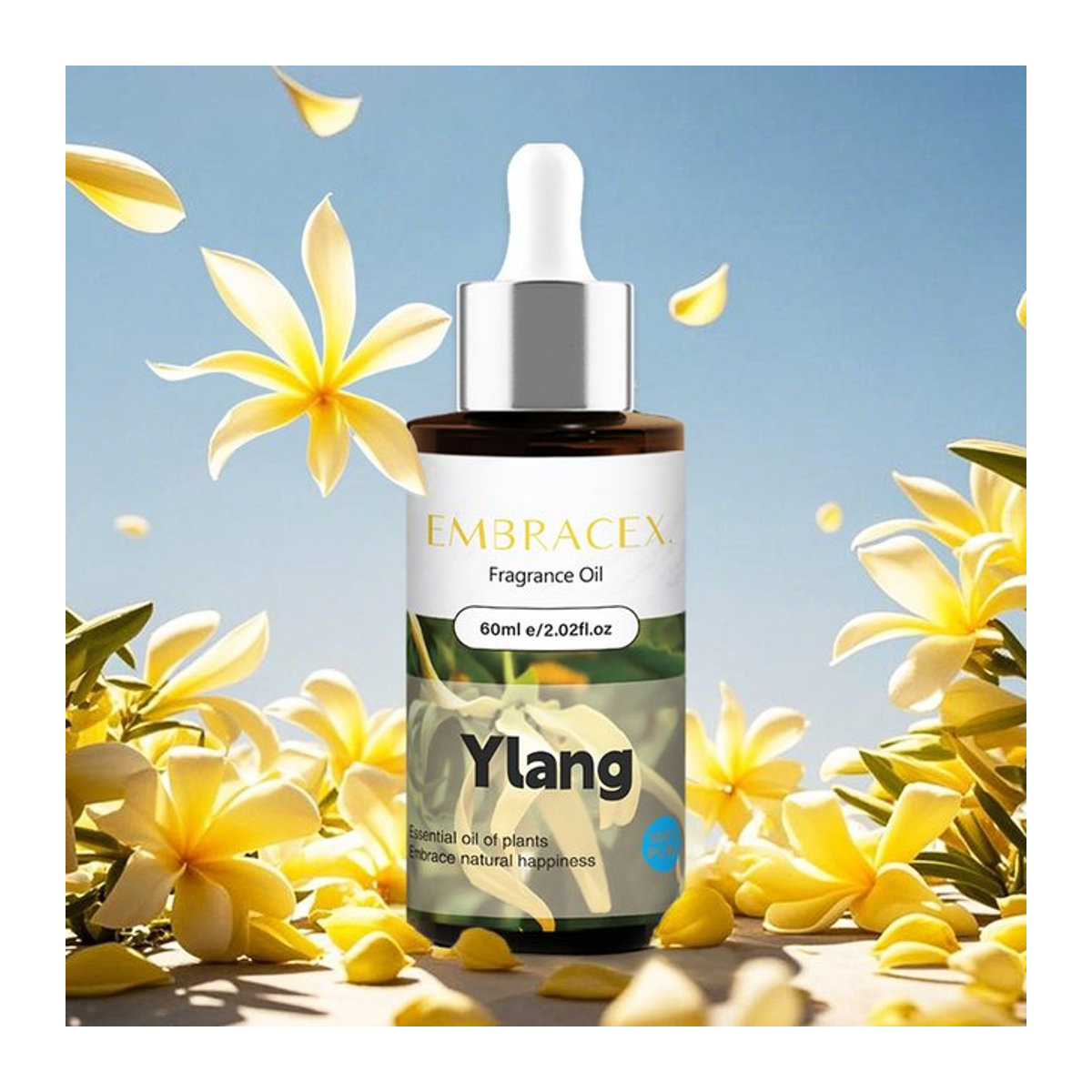 Ätherisches Ylang Ylang Öl in brauner Glasflasche, 60 ml, floraler Duft zur Aromatherapie - Bild 1