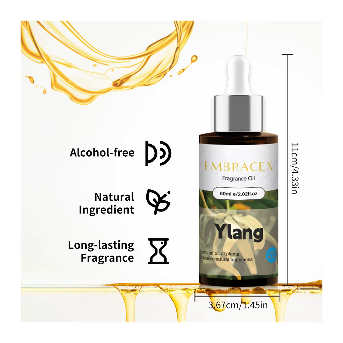 Ätherisches Ylang Ylang Öl in brauner Glasflasche, 60 ml, floraler Duft zur Aromatherapie - Bild 4