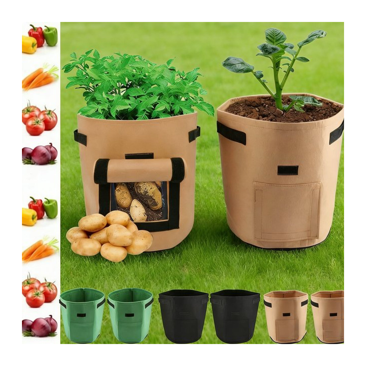 Atmungsaktiver Gemüsesetzling-Pflanzbehälter aus Filz für Kartoffeln und Gartenpflanzen, große Kapazität 5-10 Gallonen - Bild 1