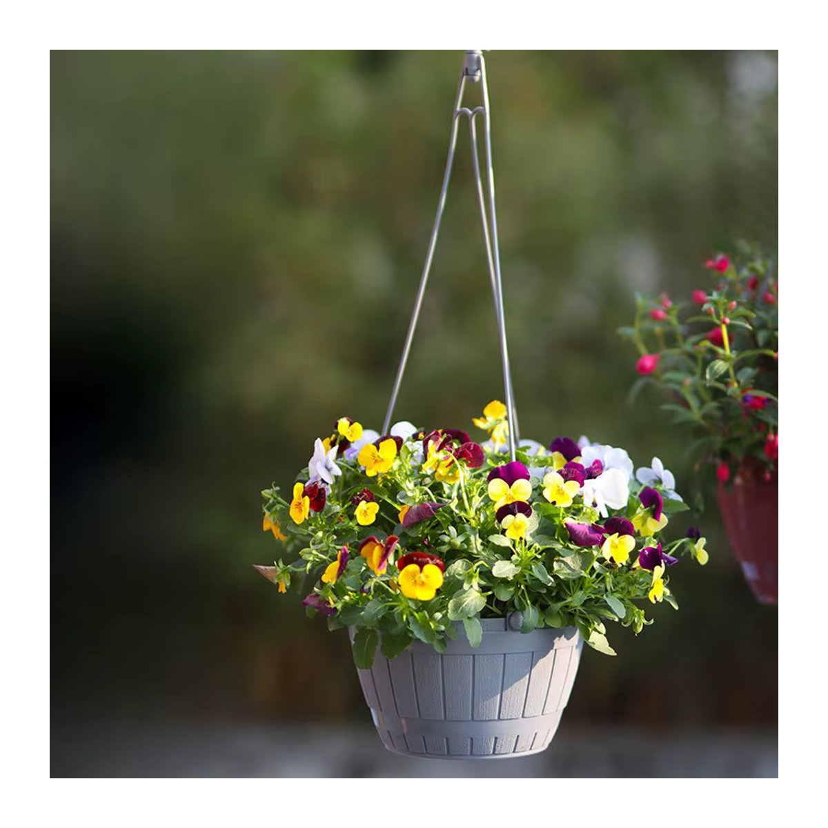 Atmungsaktiver Selbstbewässerungs-Blumentopf aus PP-Kunststoff im Holzfass-Design zum Aufhängen - Bild 5