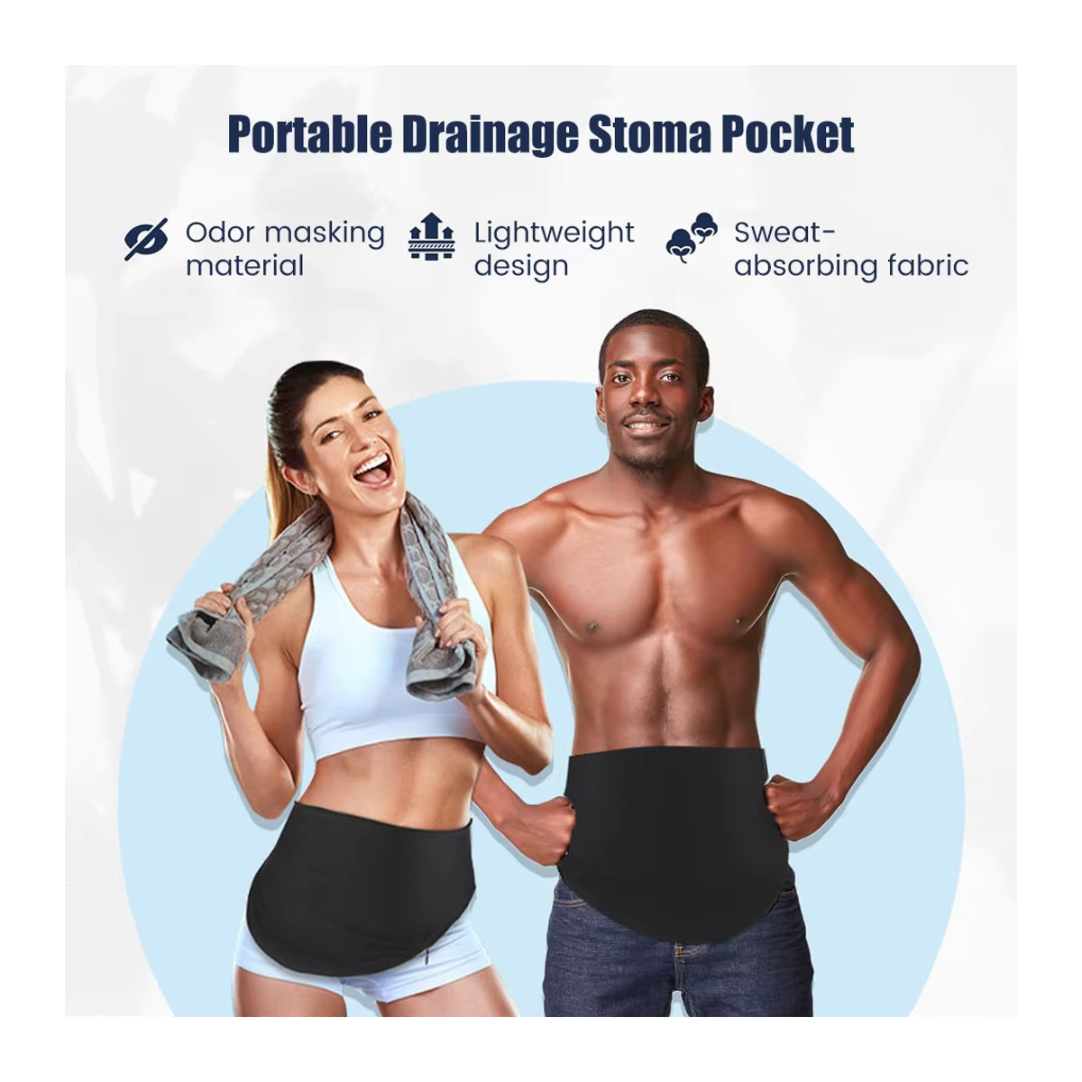 Atmungsaktiver Stoma-Wickelgürtel von JBMBHC in Schwarz mit versteckter Tasche für Sport und Schwimmen für Männer und Frauen - Bild 2
